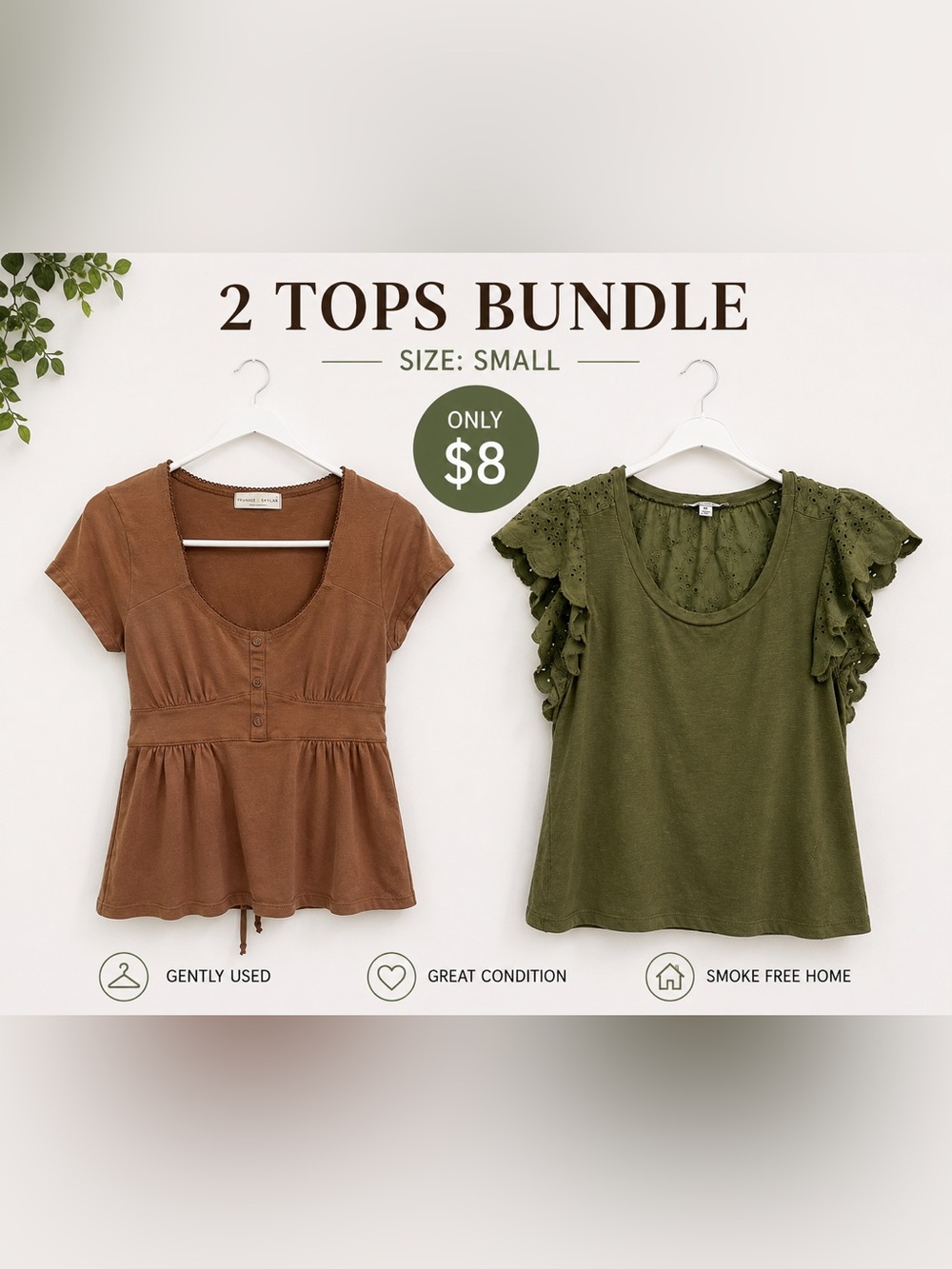 Women’s Brown & Olive Green Tops Bundle - Small